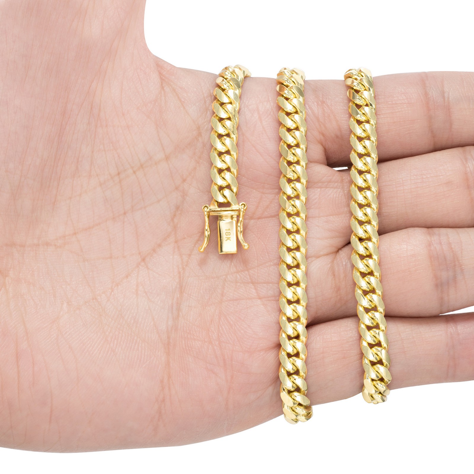 18K Yellow Gold Solid 2.7mm-7mm Miami Cuban Link Chain Necklace Bracelet 7″-30″