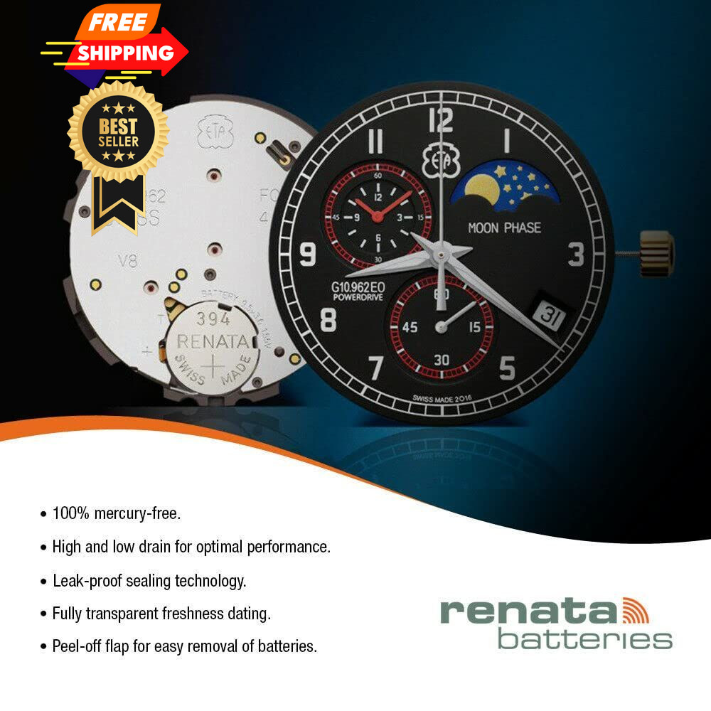 Renata 364 SR621SW Batteries – 1.55V Silver Oxide 364 1 Count (Pack of 2)
