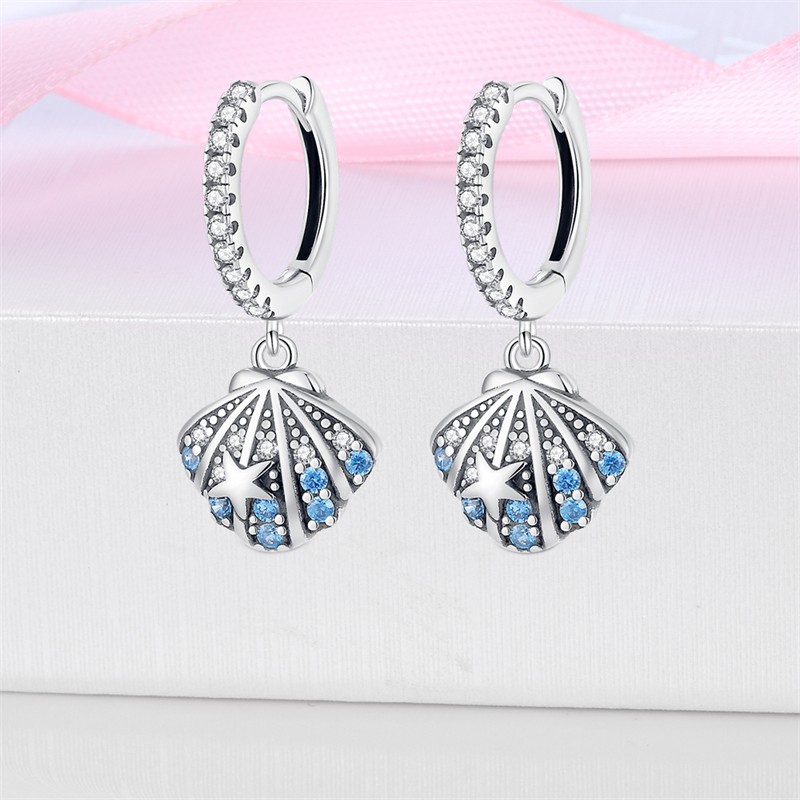 KUNSIR Sterling Silver Elegant Seashell Dangle Earrings For Women Jewelry Gifts