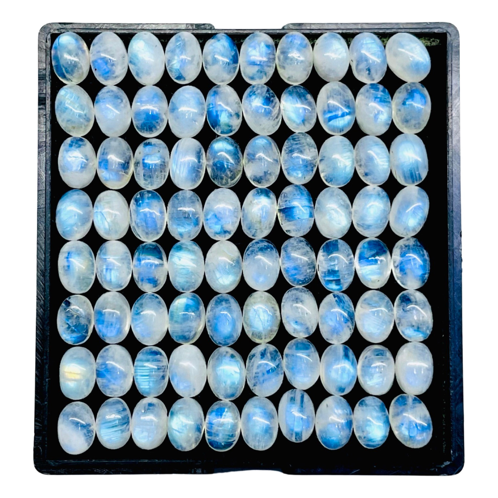 100 Pcs Natural Rainbow Moonstone 7x5mm Oval Loose Cabochon Gemstones Lot