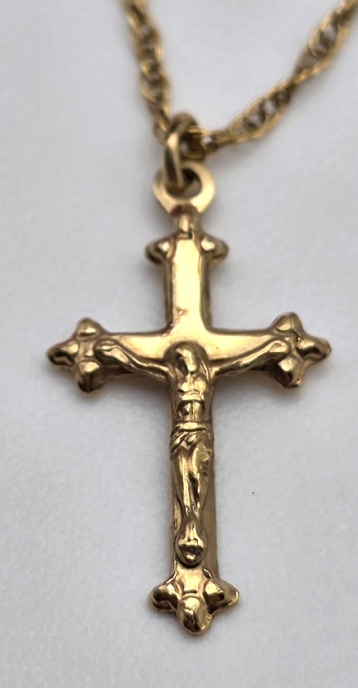 Vintage PPC 1/20 14K Gold Filled Crucifix Cross Necklace 18 In Religious Pendant