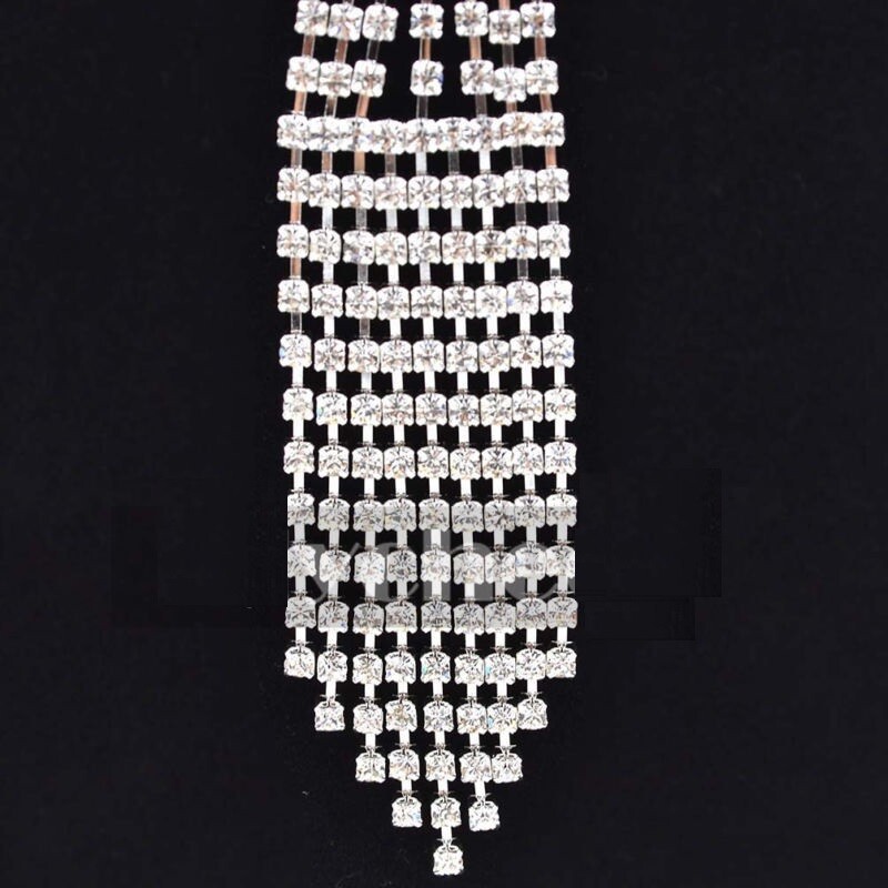 Women Sexy Rhinestone Crystal Bling Necktie Bow Tie Choker Necklace Adjustable