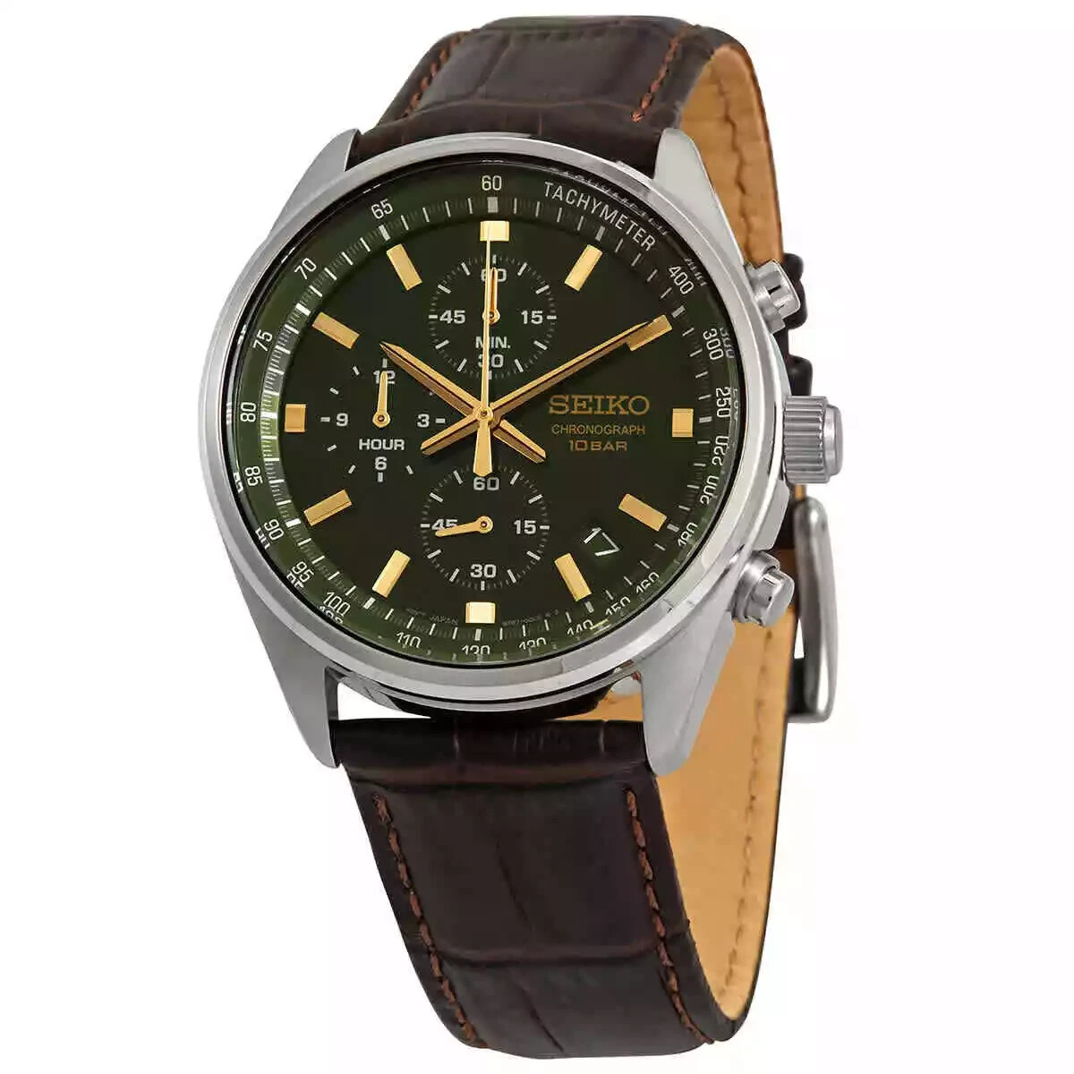 Seiko Men’s Core Chronograph Quartz Green Dial Watch – SSB385P1 NEW