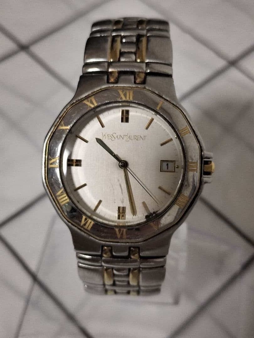 Men’s Yves Saint Laurent watch, two-tone, working condition.