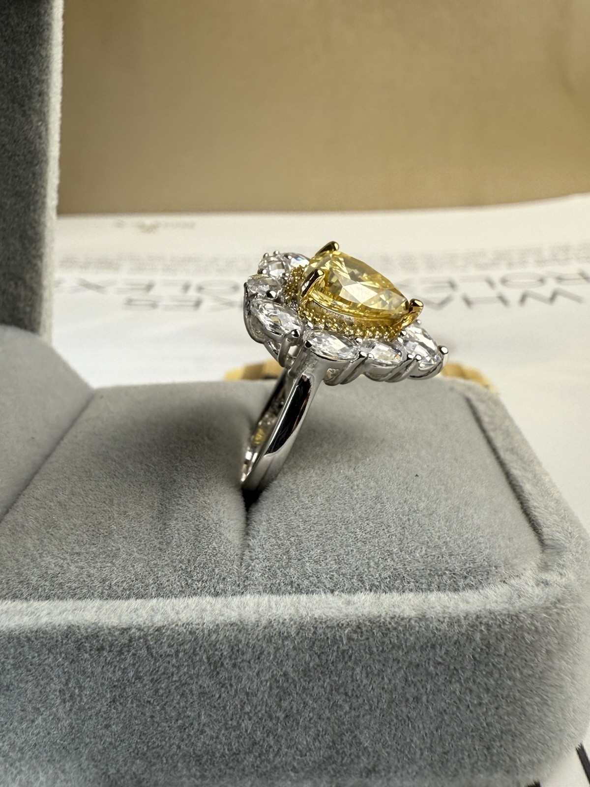 Engagement Ring 925 Sterling Silver Heart Cut Lab Created Yellow Sapphire 6