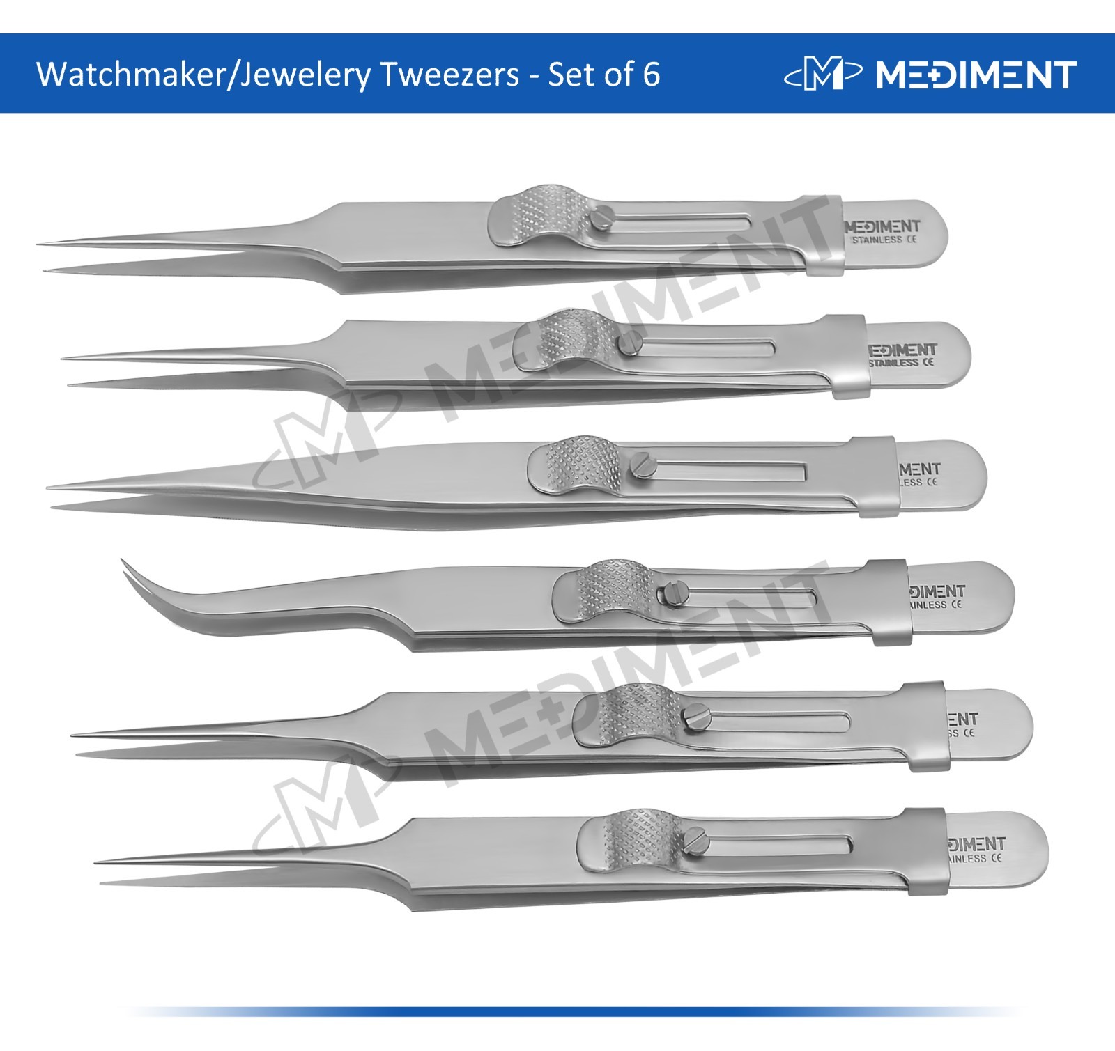 German Steel watchmaker Repair Anti-static Jewelry Tweezers Pick-UP Tools Set