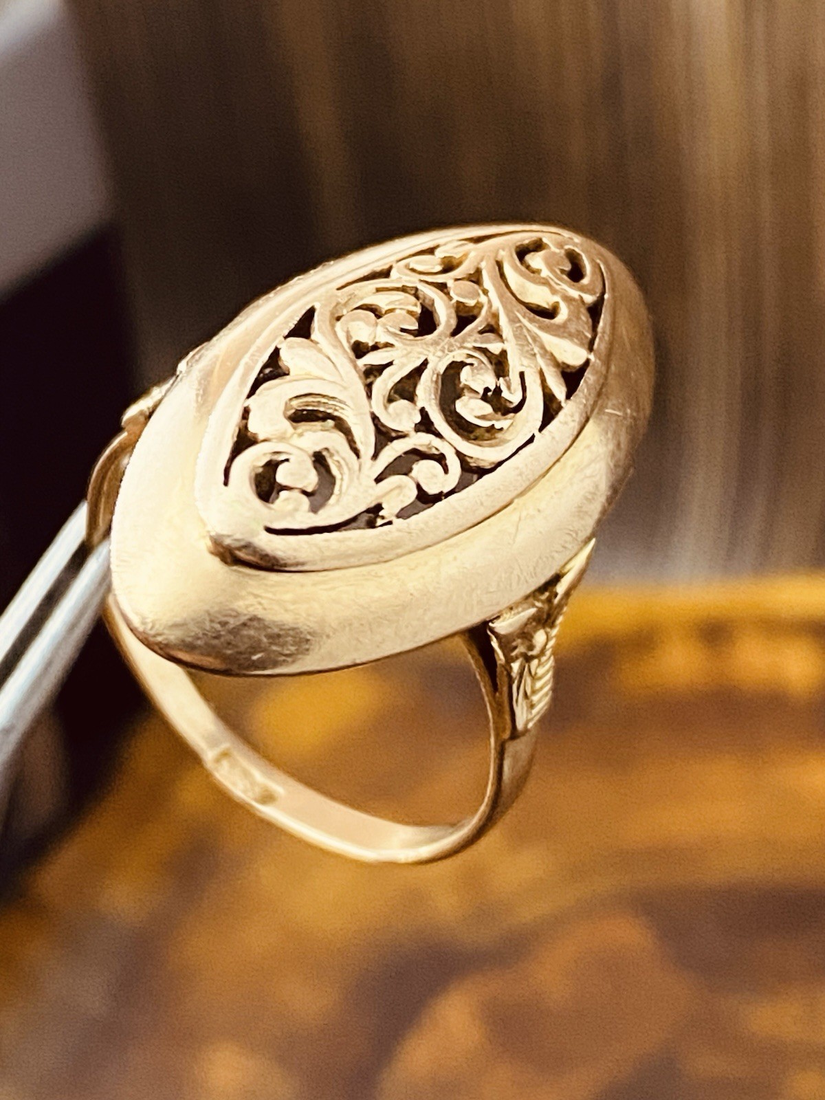 USSR Vintage Original Solid Rose Gold Ring 583 14K 1980th #7948