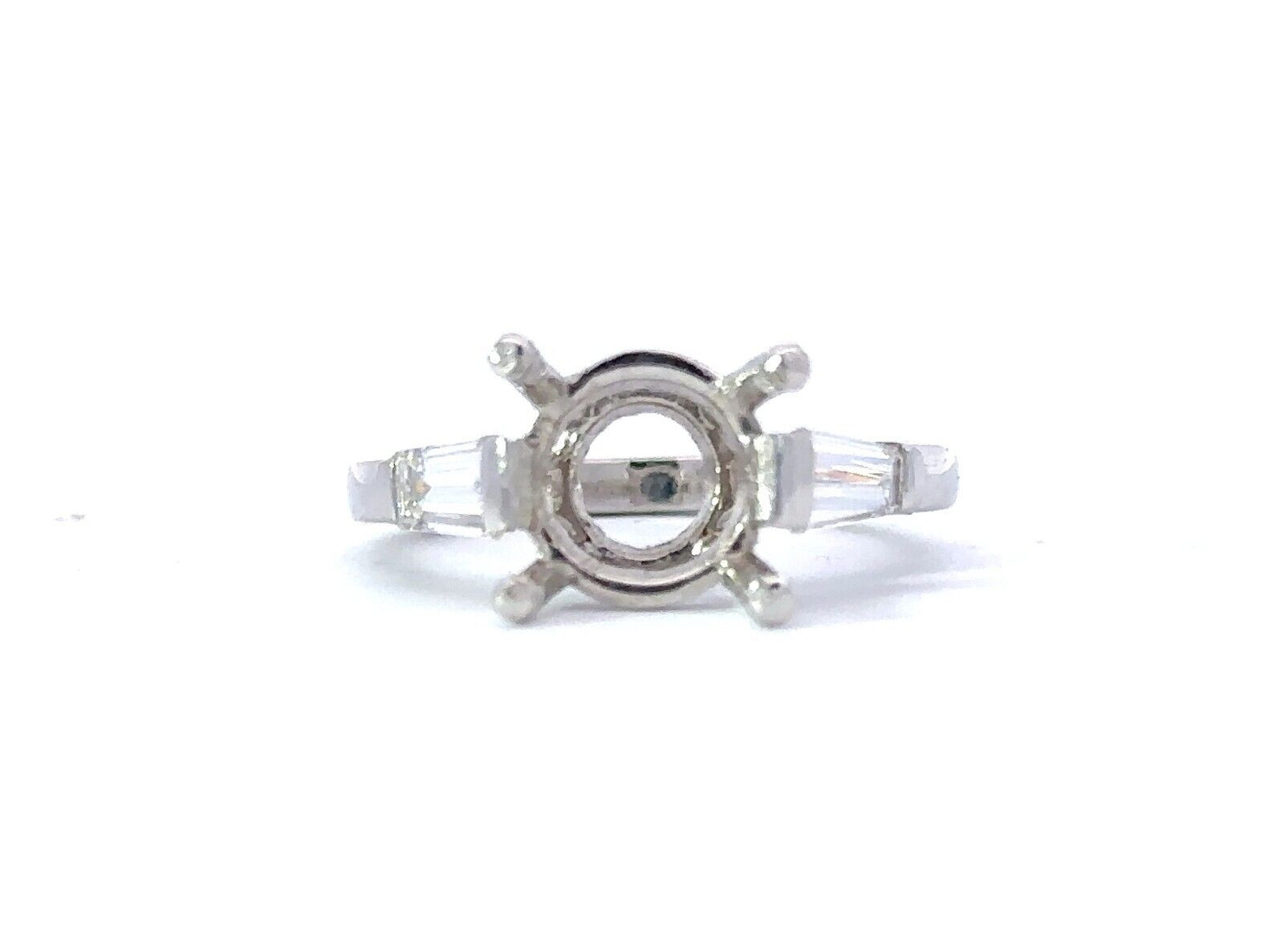 Platinum 950 0.50ctw Tapered Baguette Diamond 9.5-10mm Round Semi-Mount Ring