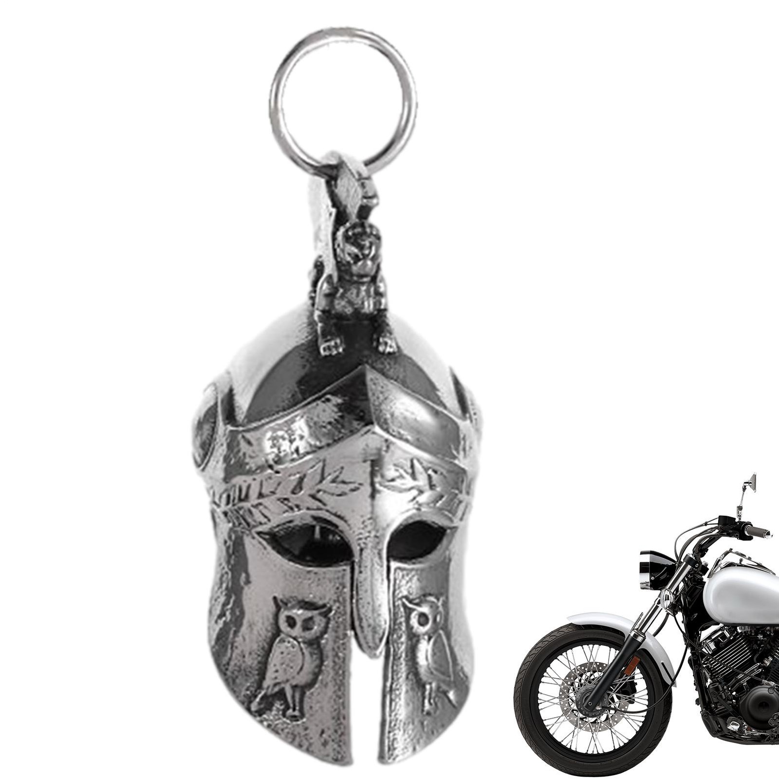 Good Luck Guardian Motorcycle Bell 3D Stainless Steel Pendant W/ Clear Sound