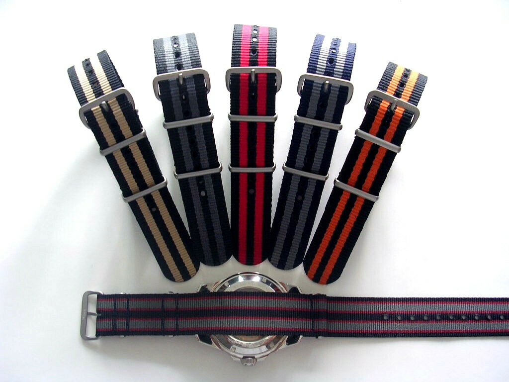22mm Black NATO g10 Prem nylon watch band strap 2pak RAF Bond IW SUISSE 18 20 24