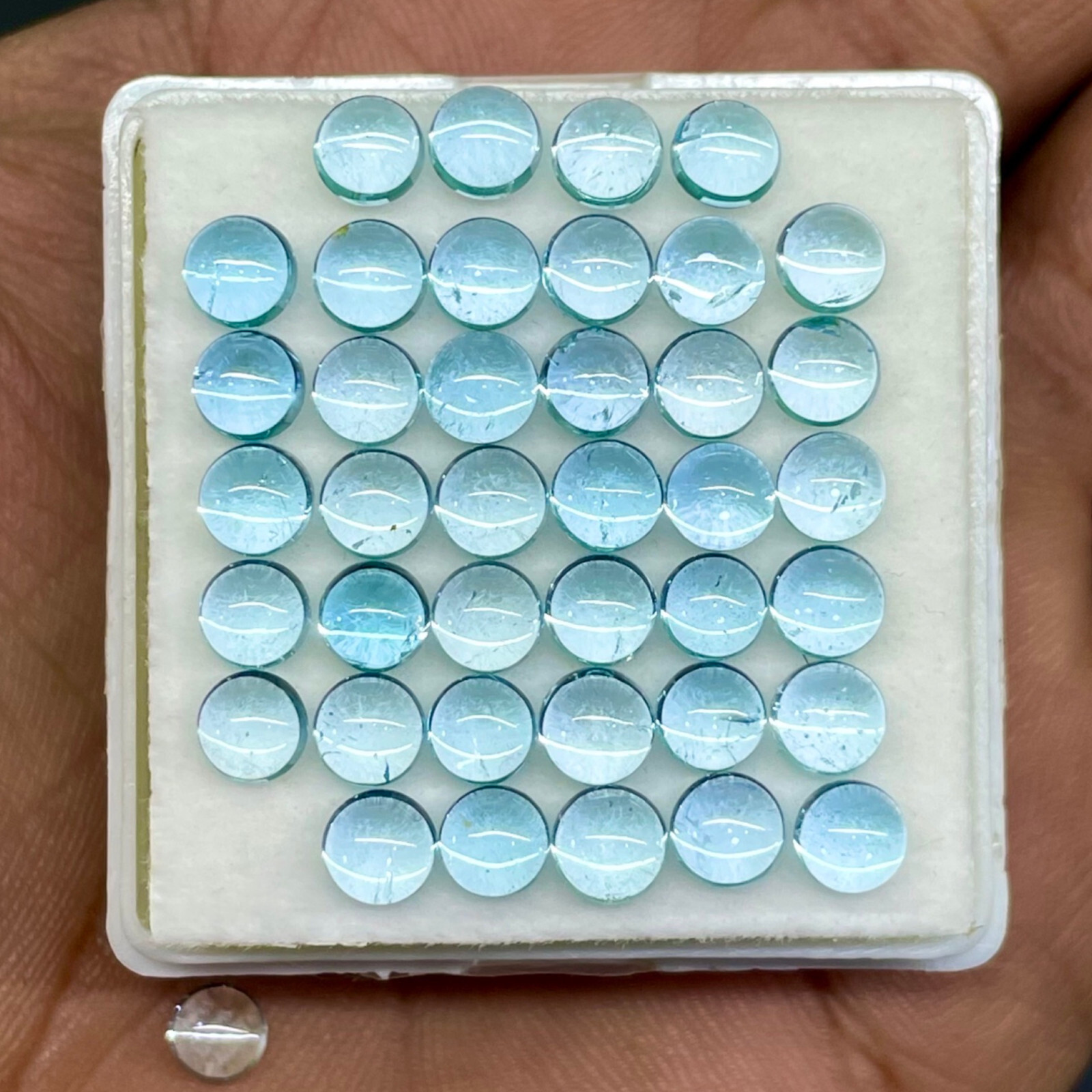 40 Pcs Natural Sky Blue Topaz 4.7-5mm Round Shape Loose Cabochon Gemstones Lot