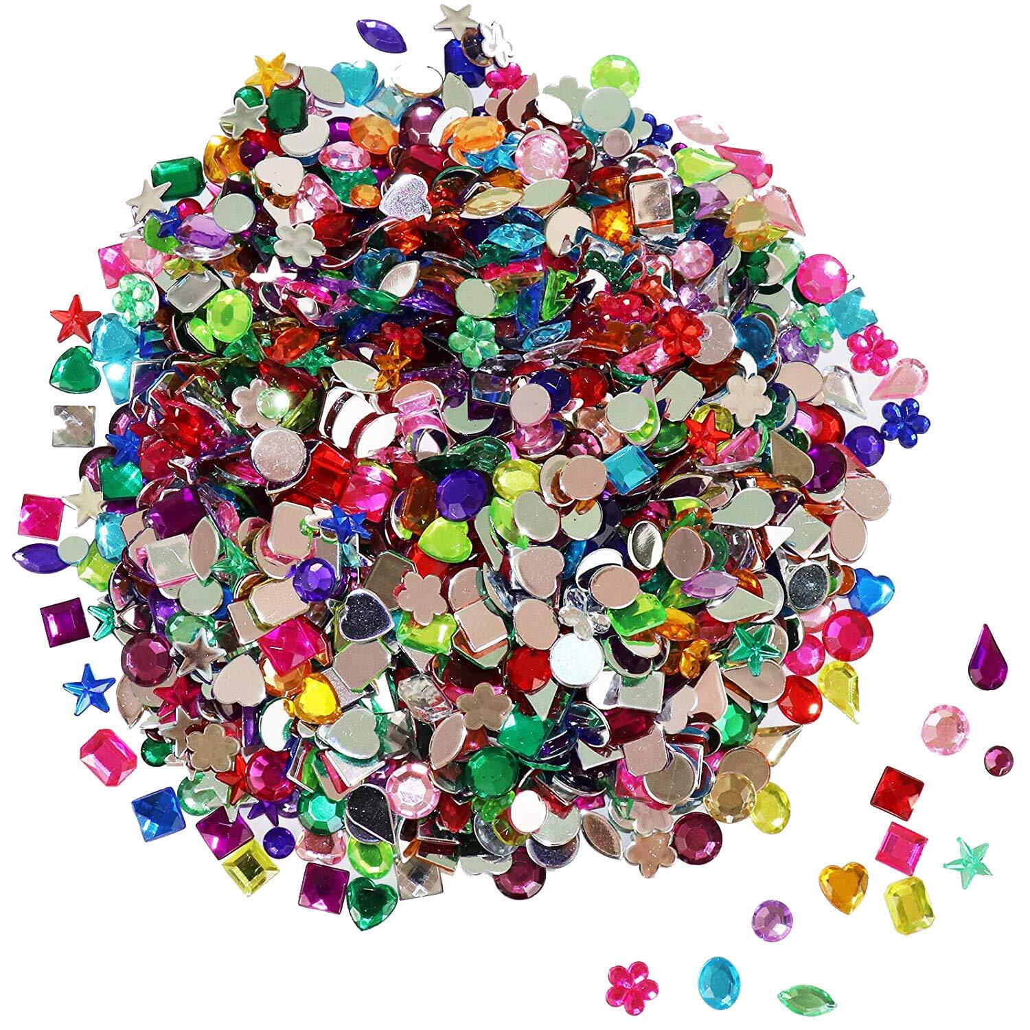 1200Pc Acrylic Flatback Gems Rhinestone Jewels for Crafts Jewelry Making, 6-13mm