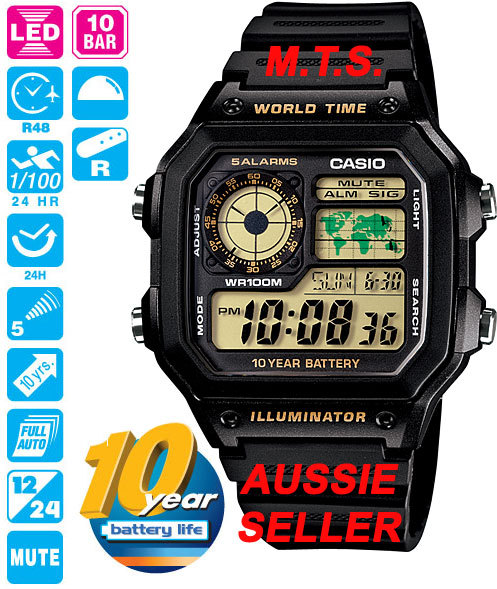 CASIO WATCHES AE-1200WH-1BVD AE1200 AE1200WH 12 MONTH WARRANTY