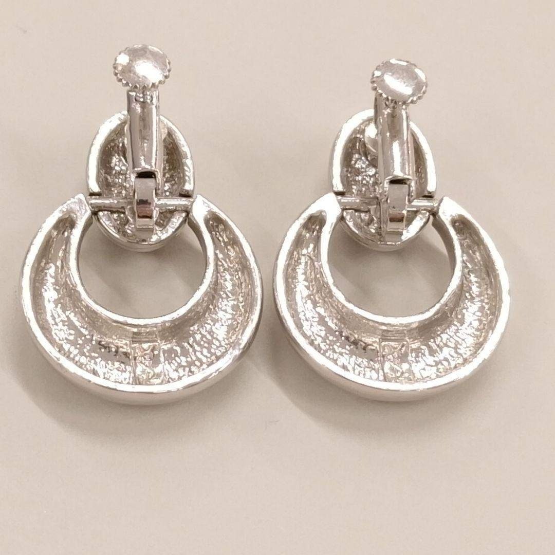 Vintage YSL Yves Saint Laurent Silver Oval Hoop Clip On Earrings Classic Jewelry