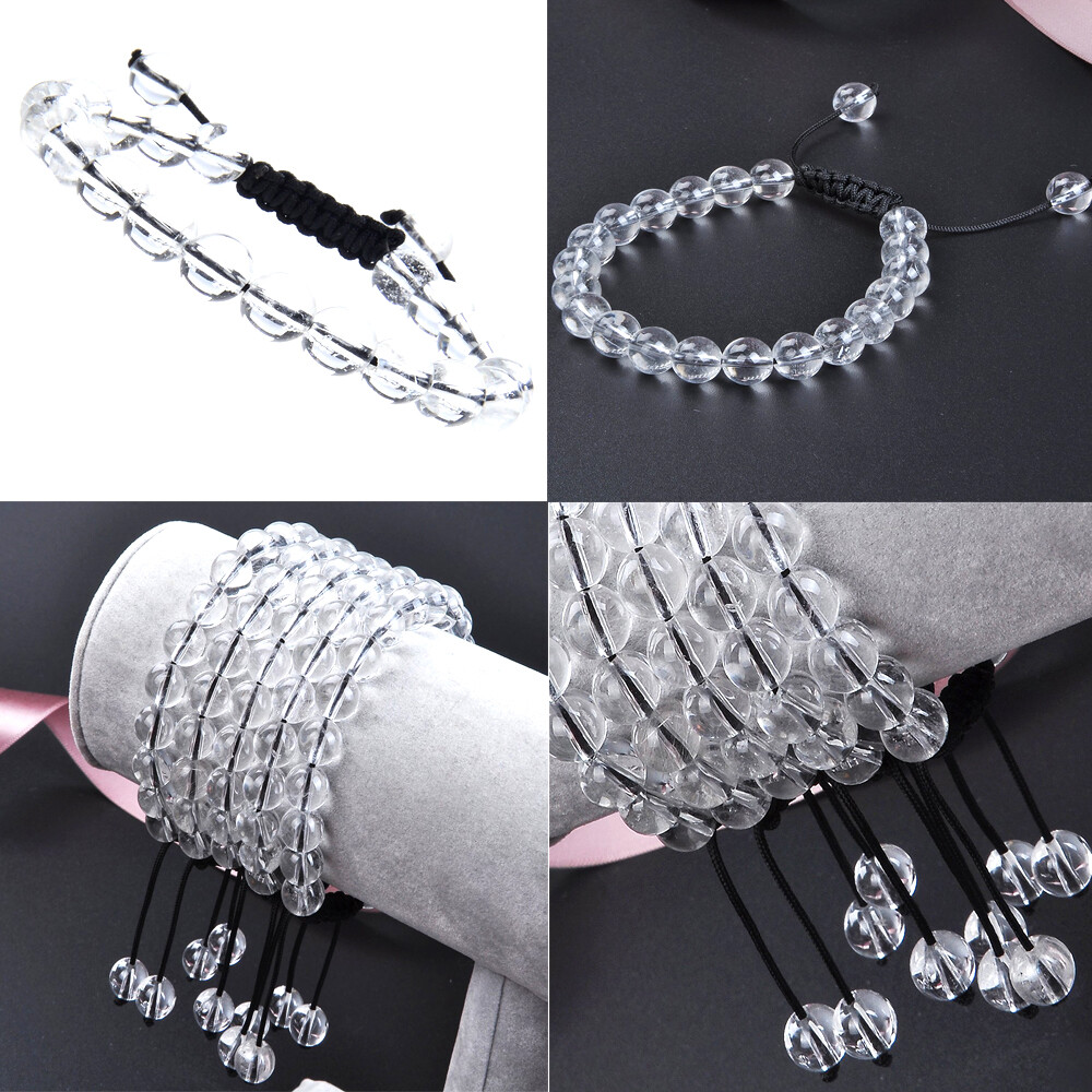Handmade 8mm natural healing power gemstone beads adjustable bracelet for unisex