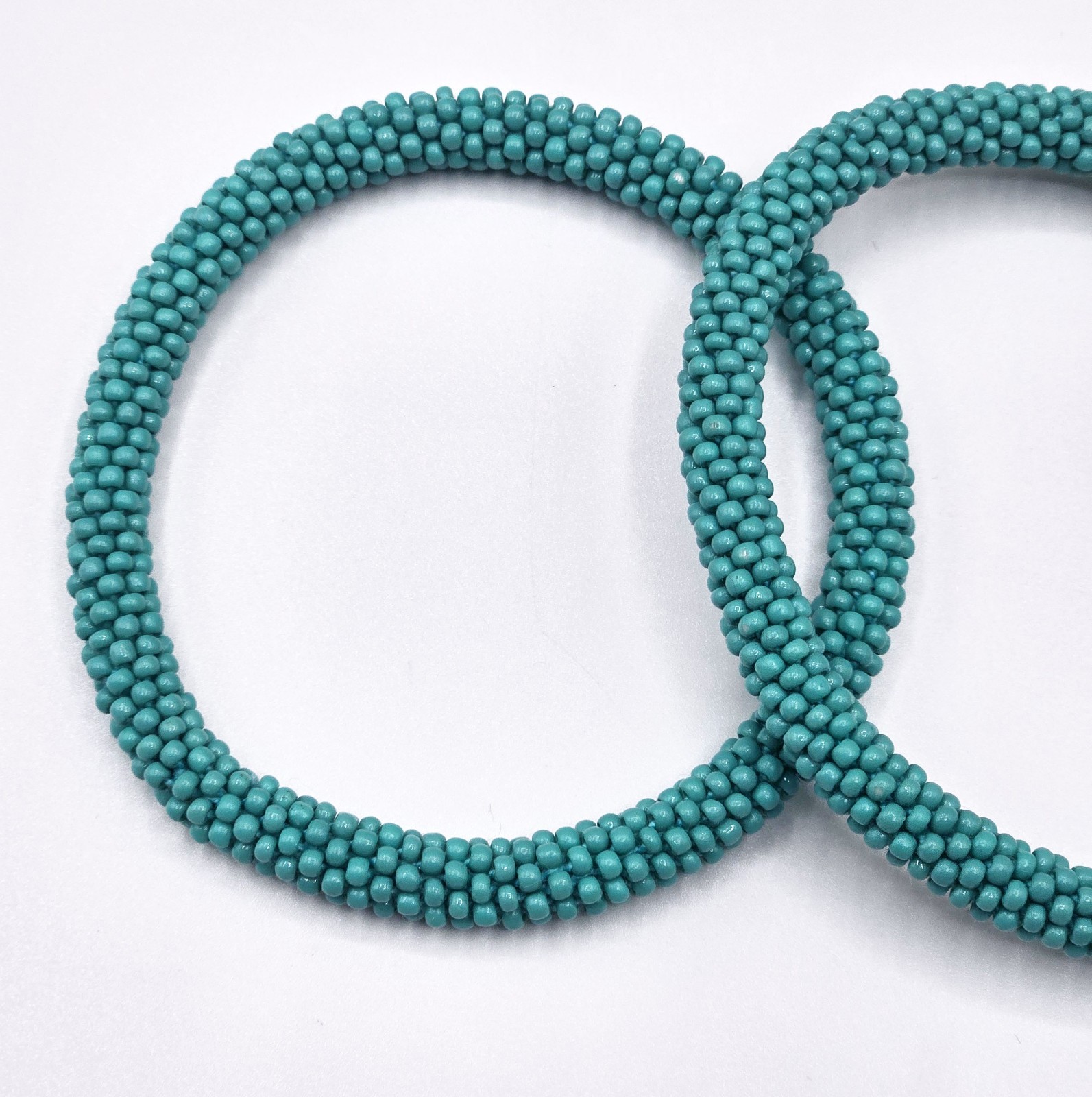 Set of 2 Handmade Glass Seed Bead Crochet Bracelets Solid Color Boho Nepal Bangl