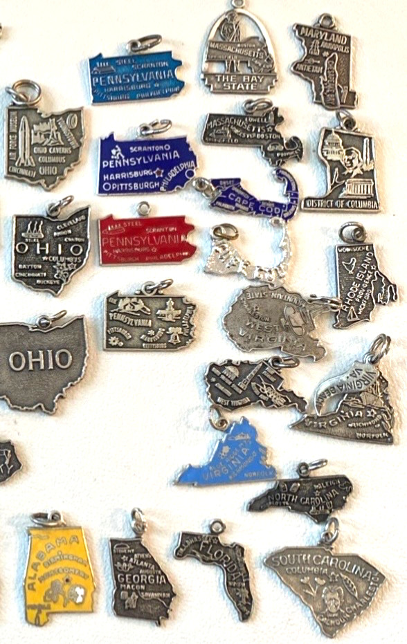Vintage Sterling Silver US Map Charms CHOICE
