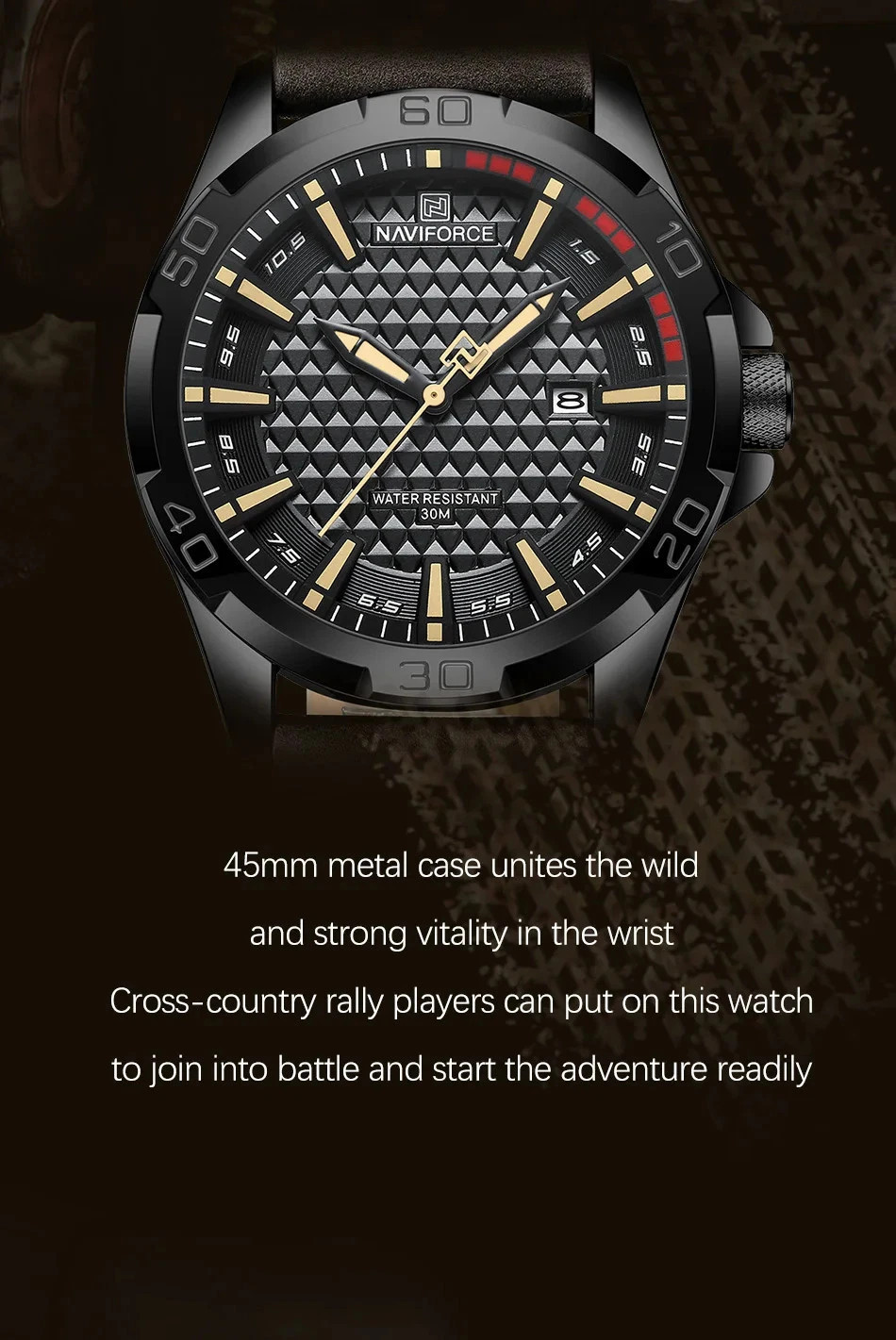 NAVIFORCE Men Casual Sport Military Quartz Calendar Wrist Watch for Man Business
