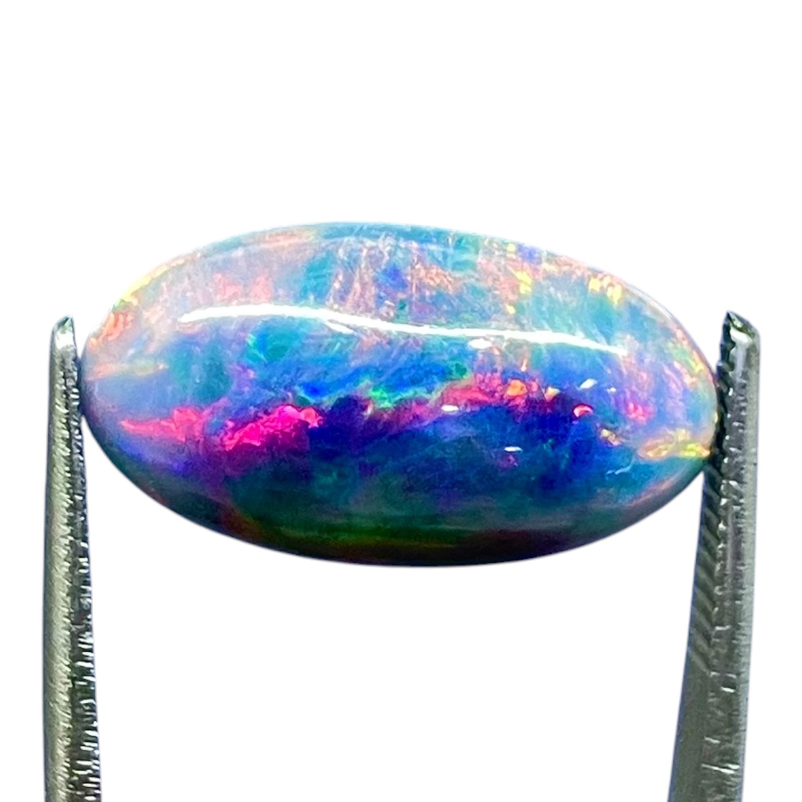 3.38 Cts Natural Black Opal 18x10mm Oval Cabochon Multi Fire Loose Gemstone