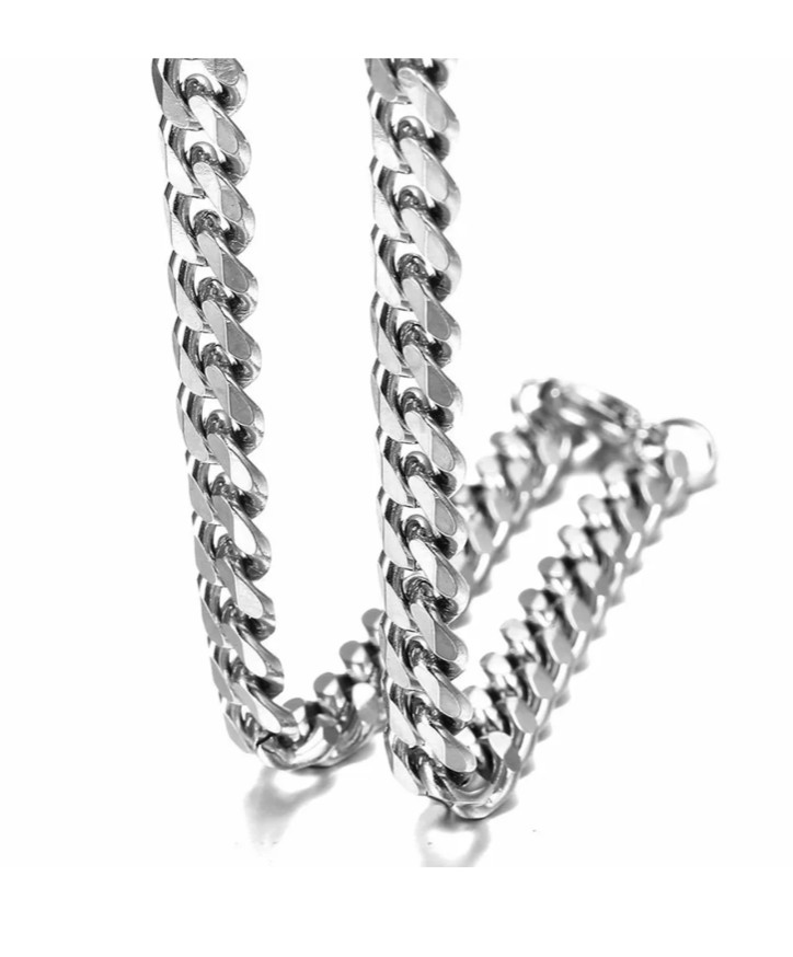 16-34″ Stainless Steel Silver Chain Cuban Curb Mens Men Womens Necklace 3-11 mm