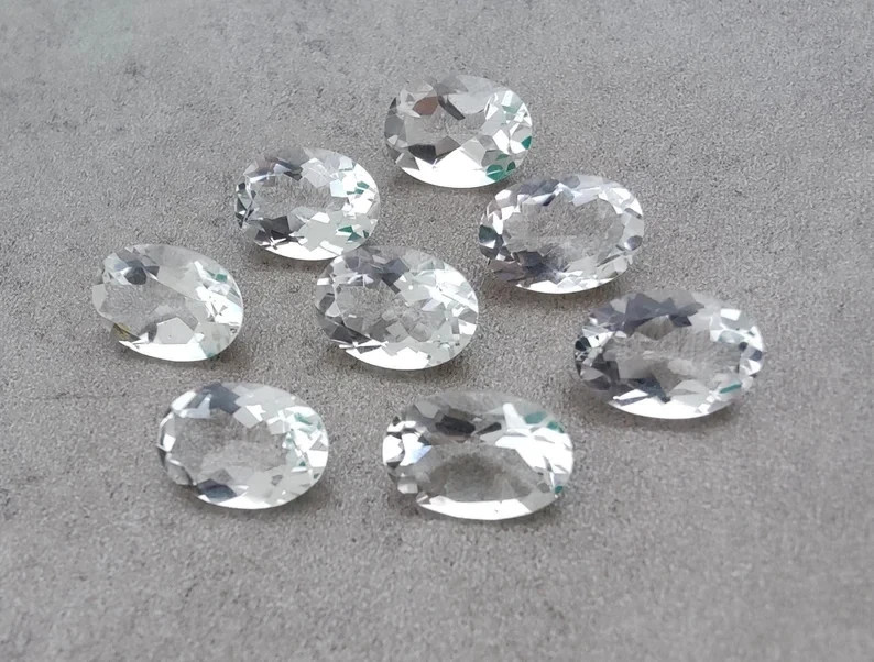 AAA+ Natural Crystal Quartz Faceted Oval Shape Loose Gemstone For Jewelry Making