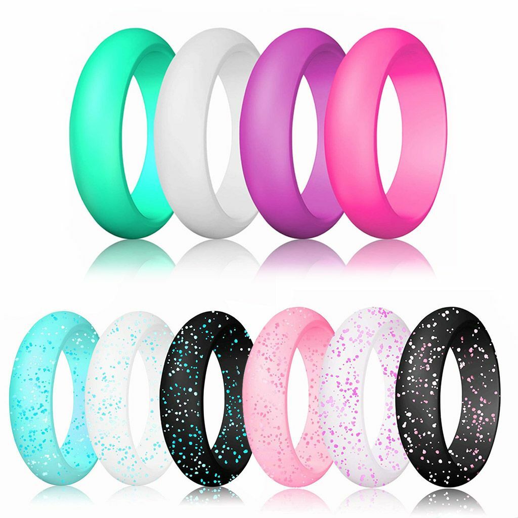 10X Women’s Silicone Wedding Ring Thin Durable Stackable Comfortable Rubber Band