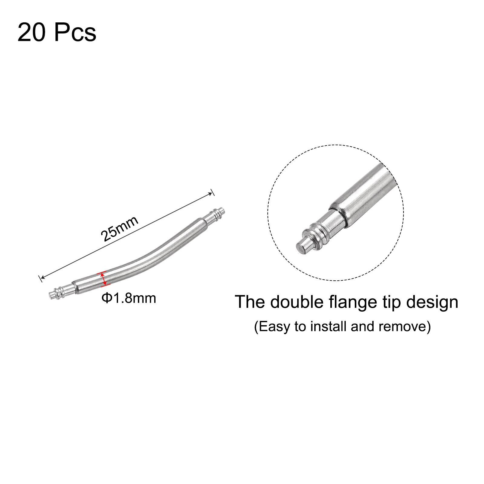 20 pcs 22mm Curved Spring Bar Pins 1.8mm Dia Stainless Steel Watch Band Link Pin