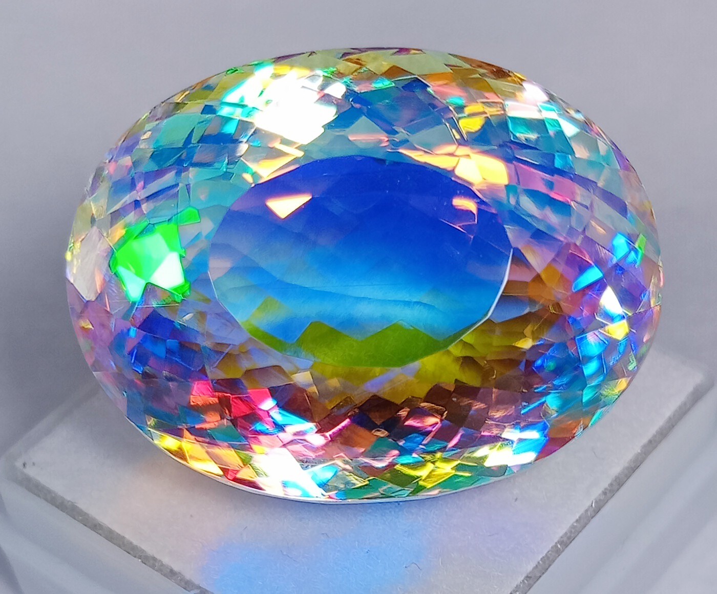 Natural Mystic Topaz Color Oval Cut Certified 69.40 Ct Rainbow Loose Gemstone