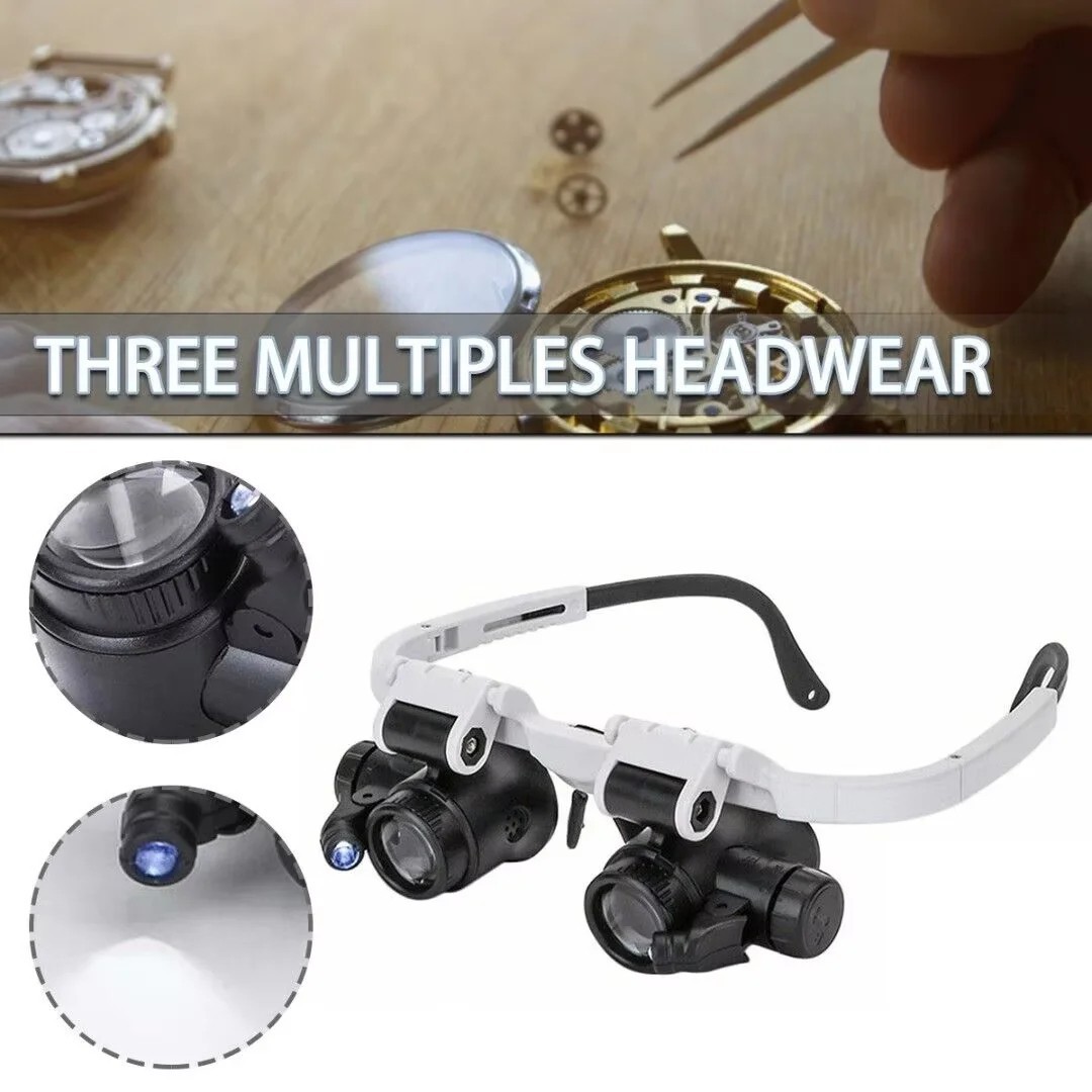 Headband Magnifier 8X 15X 23X Magnifying Glass 2LED Loupe Jeweler Watch Repair