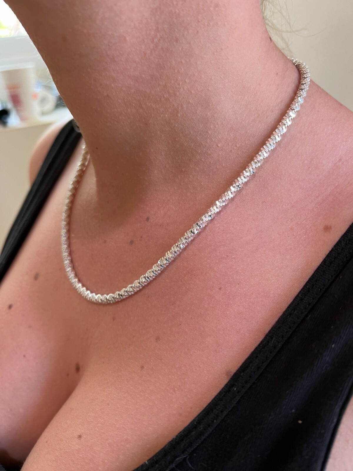 Real 925 Sterling Silver Diamond Cut Sparkle Ice Rope Chain Necklace 3-5mm ITALY