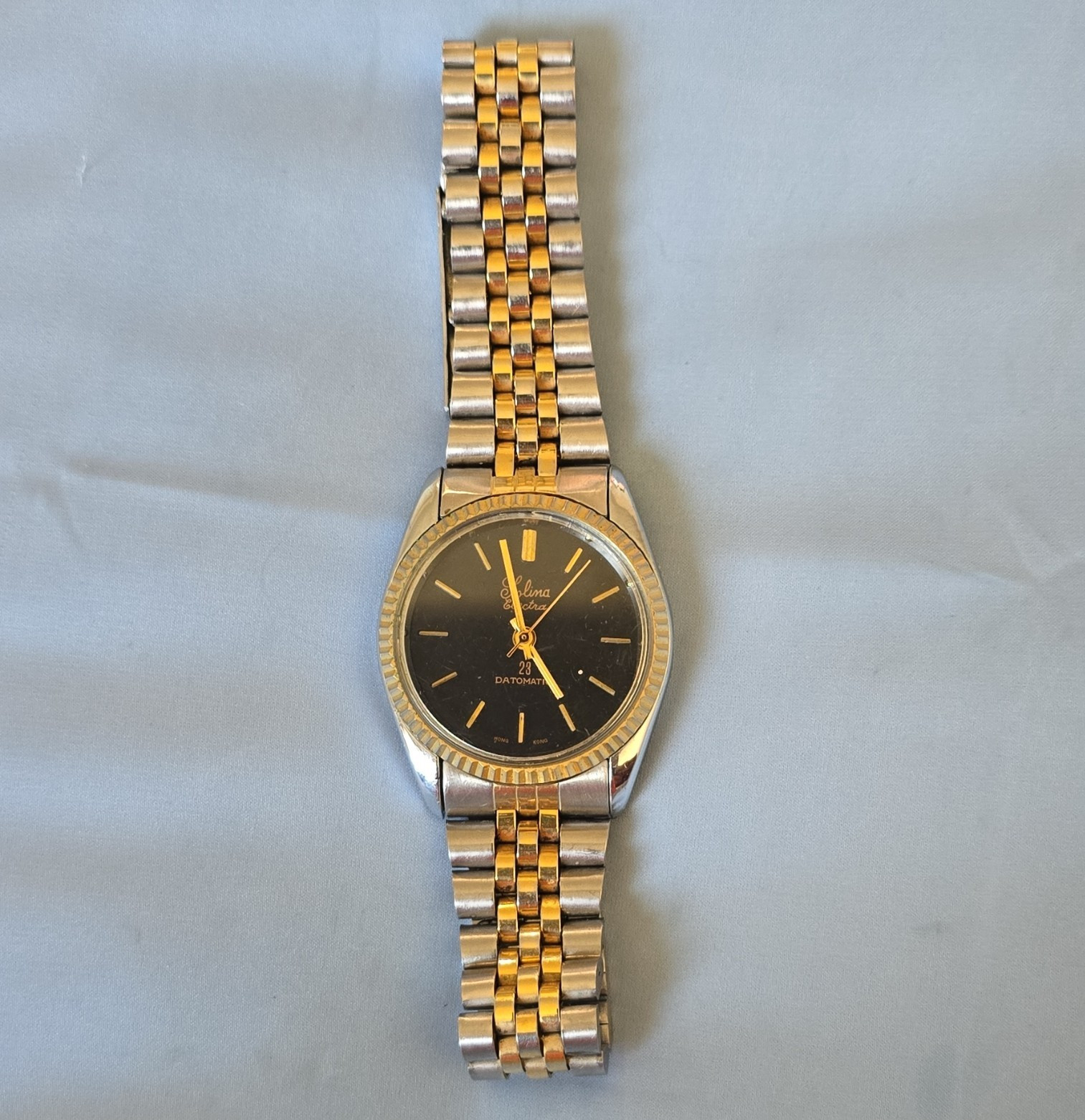 Selina Extra Datomatic Automatic Watch Black Dial Date Two-Tone Bracelet