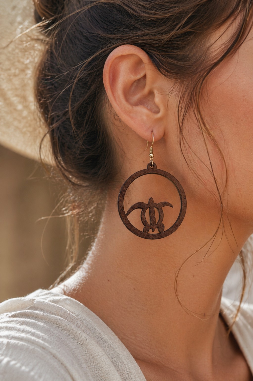 Wooden Turtle Dangle Earrings Boho Coastal Beach Jewelry Lightweight…