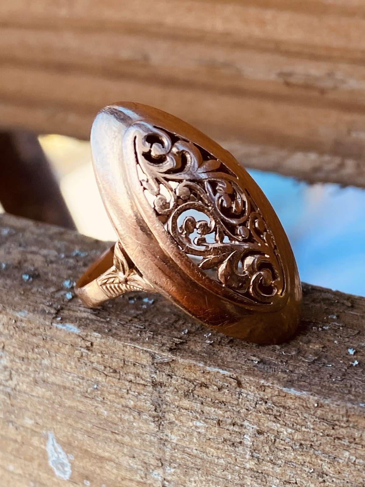USSR Vintage Original Solid Rose Gold Ring 583 14K 1980th #7948