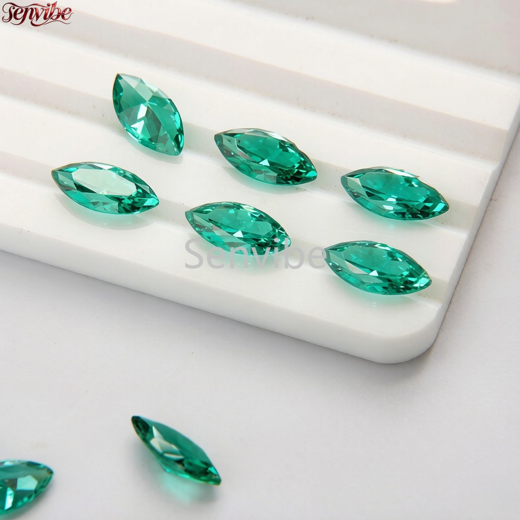 5pcs Blue Green Marquise Cut Synthetic Zircon 5A Loose CZ Gemstone Jewelry