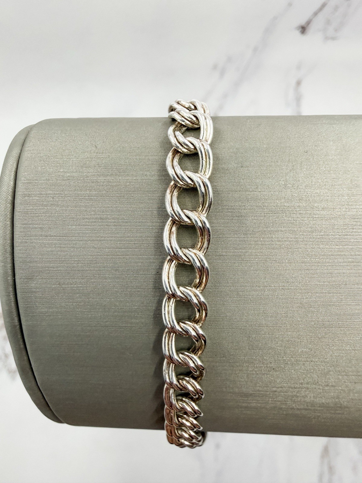 925 Italian Sterling Silver Double Curb Link Chain Bracelet 7” 5.5mm 6.85g Gift