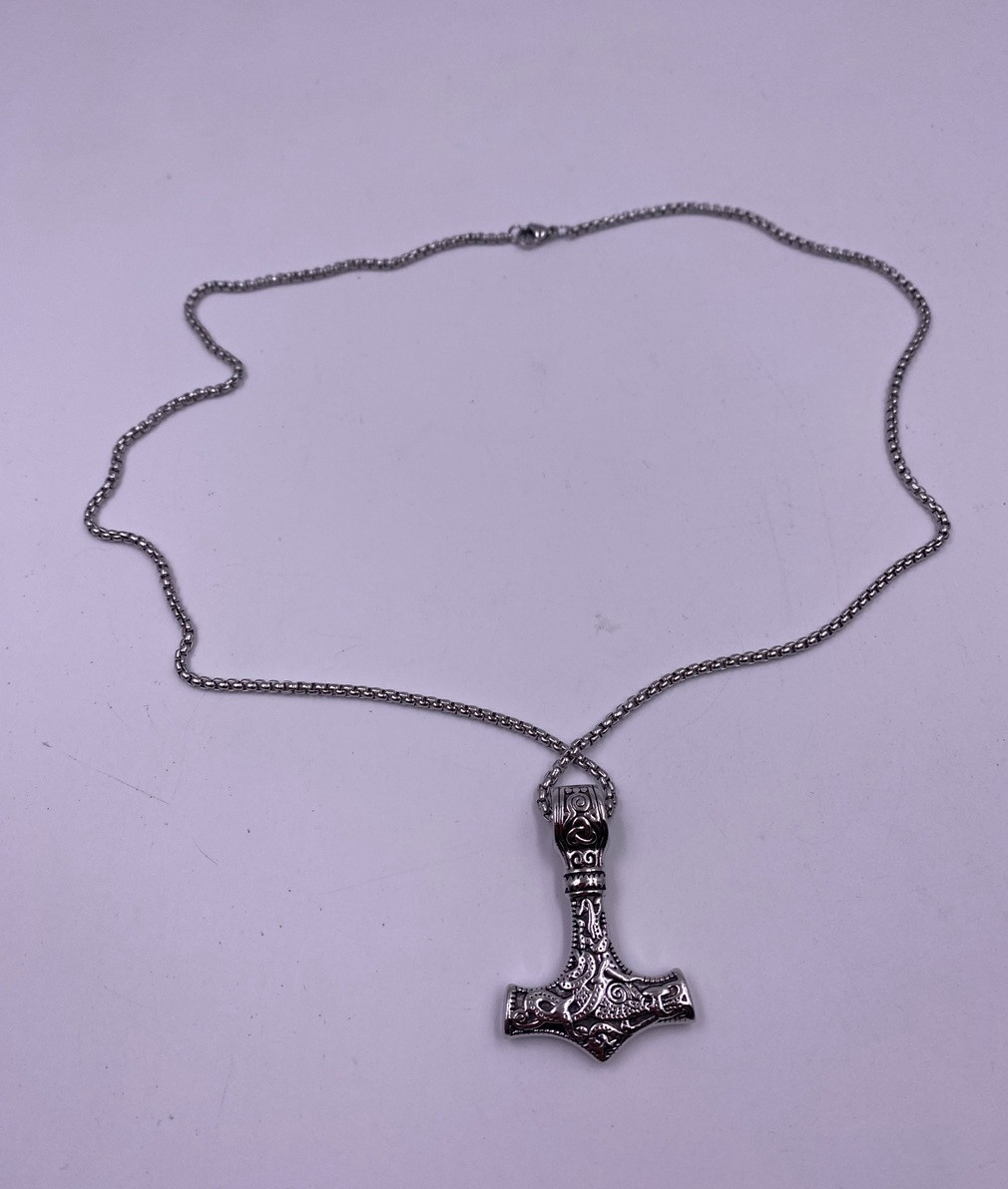Stainless Steel Nordic Viking Thors Hammer Mjolnir Pendant Necklace for Men