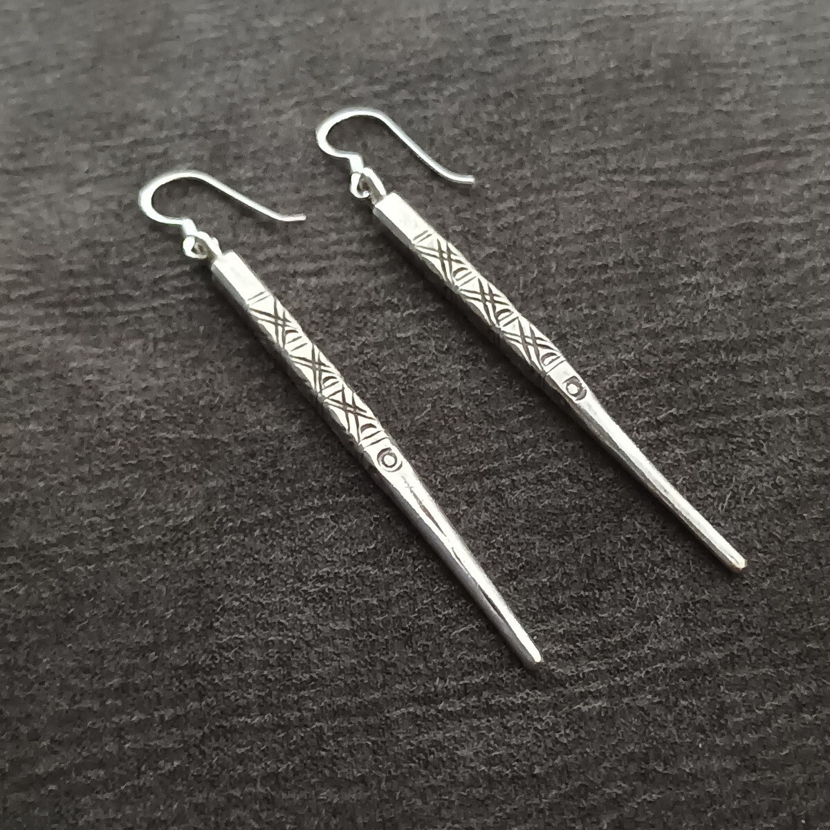 FINE SILVER EARRINGS NO STONES CRAFT VINTAGE DANGLES 9g DANGLE STICK #REE19