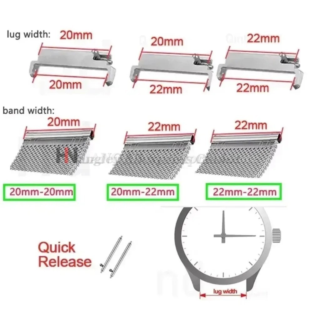 1 Pair Watch Strap Adapter 18mm To 20mm 22mm,20mm To 18/20/22mm,22mm To 22mm