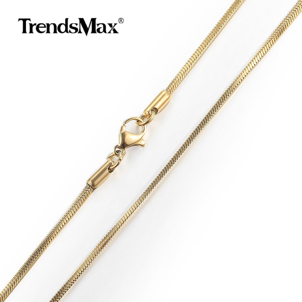 18 -30in Gold Plated Stainless Steel Square Snake Chain Necklace Women Men