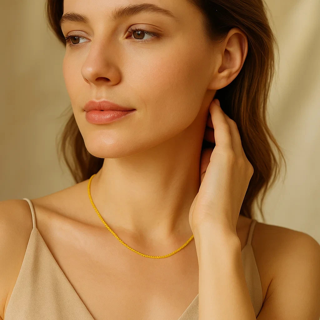 Natural Citrine 2mm Beads Choker Minimalist Dainty Healing Women Necklace Gift