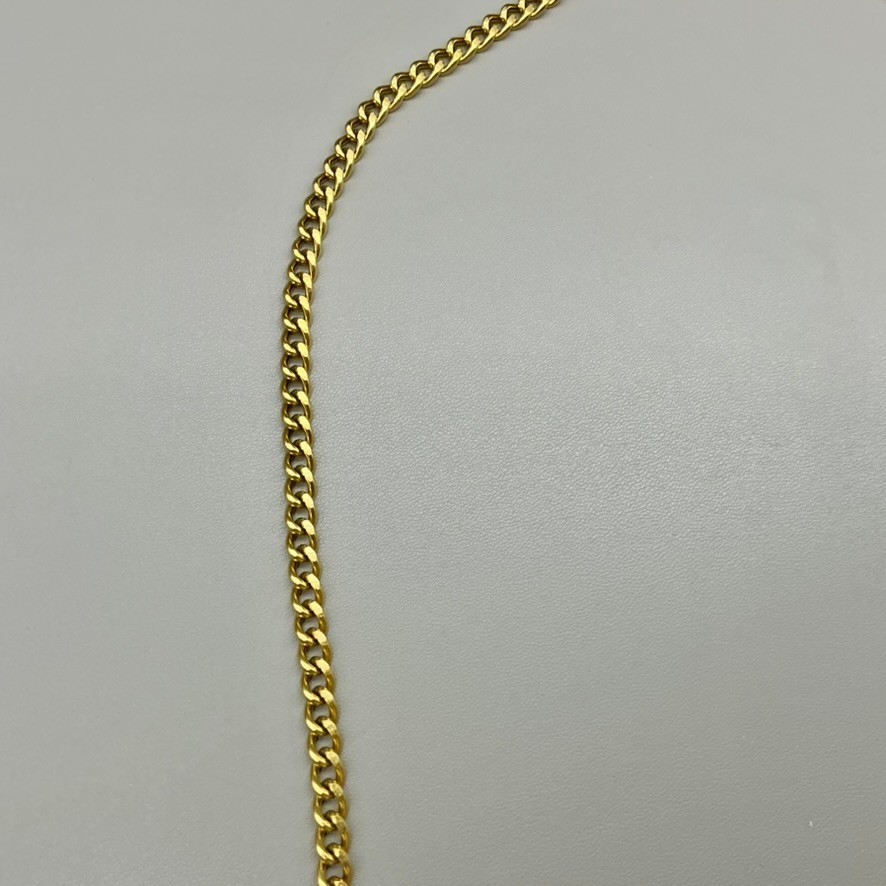 Gold Tone Curb Chain Necklace Classic Cuban Link Choker 23 Inches Minimalist