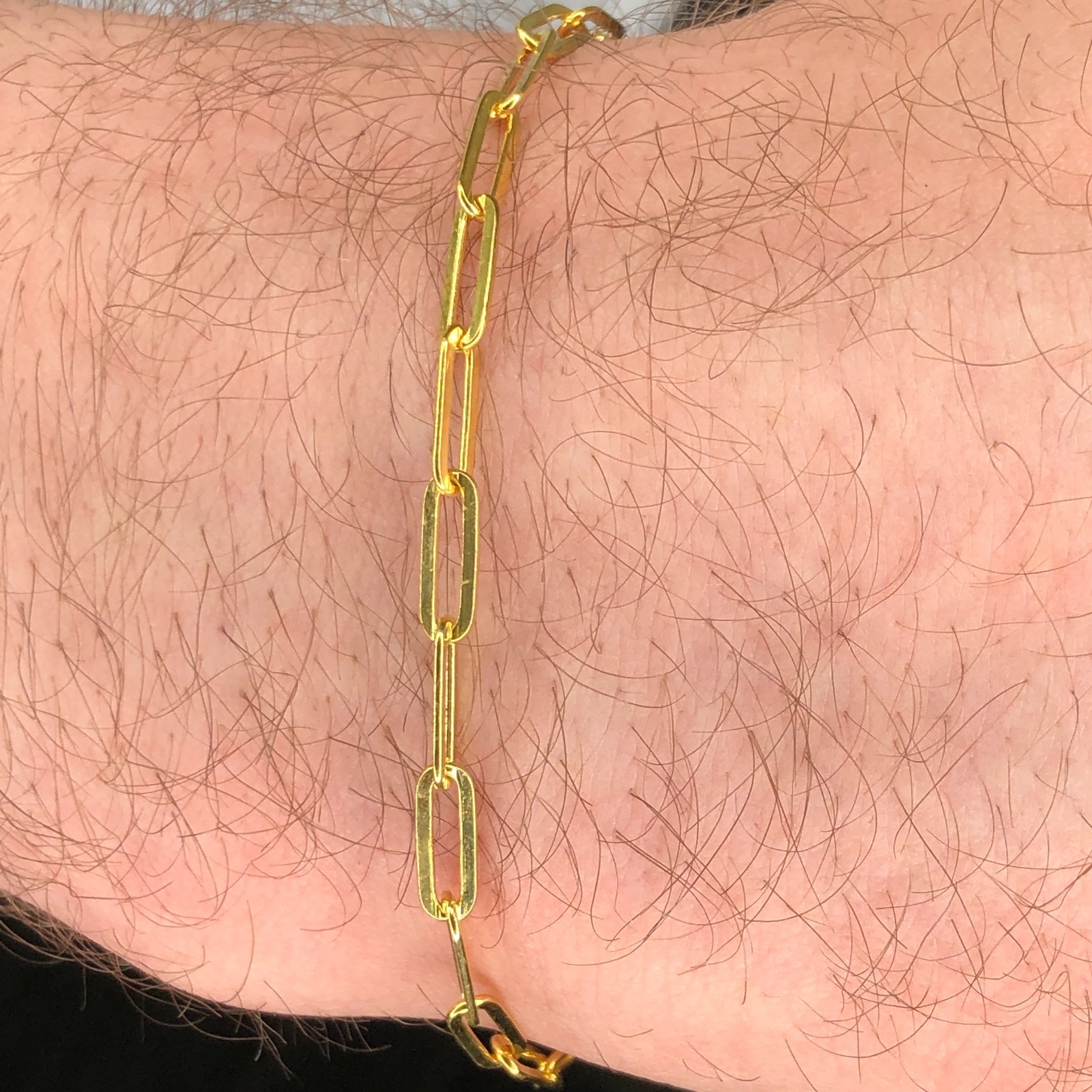 1/20 14K Yellow Gold Paperclip Bracelet 2 mm 7 Inch Women Men Lobster Lock