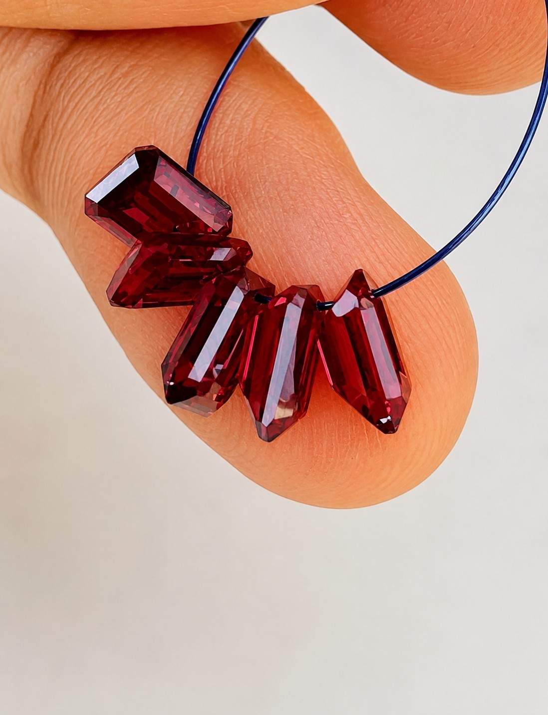 7x5mm Lab Grown Red Diamond Emerald Brilliant Cut 2 Pcs Drilled Gemstone Jewelry