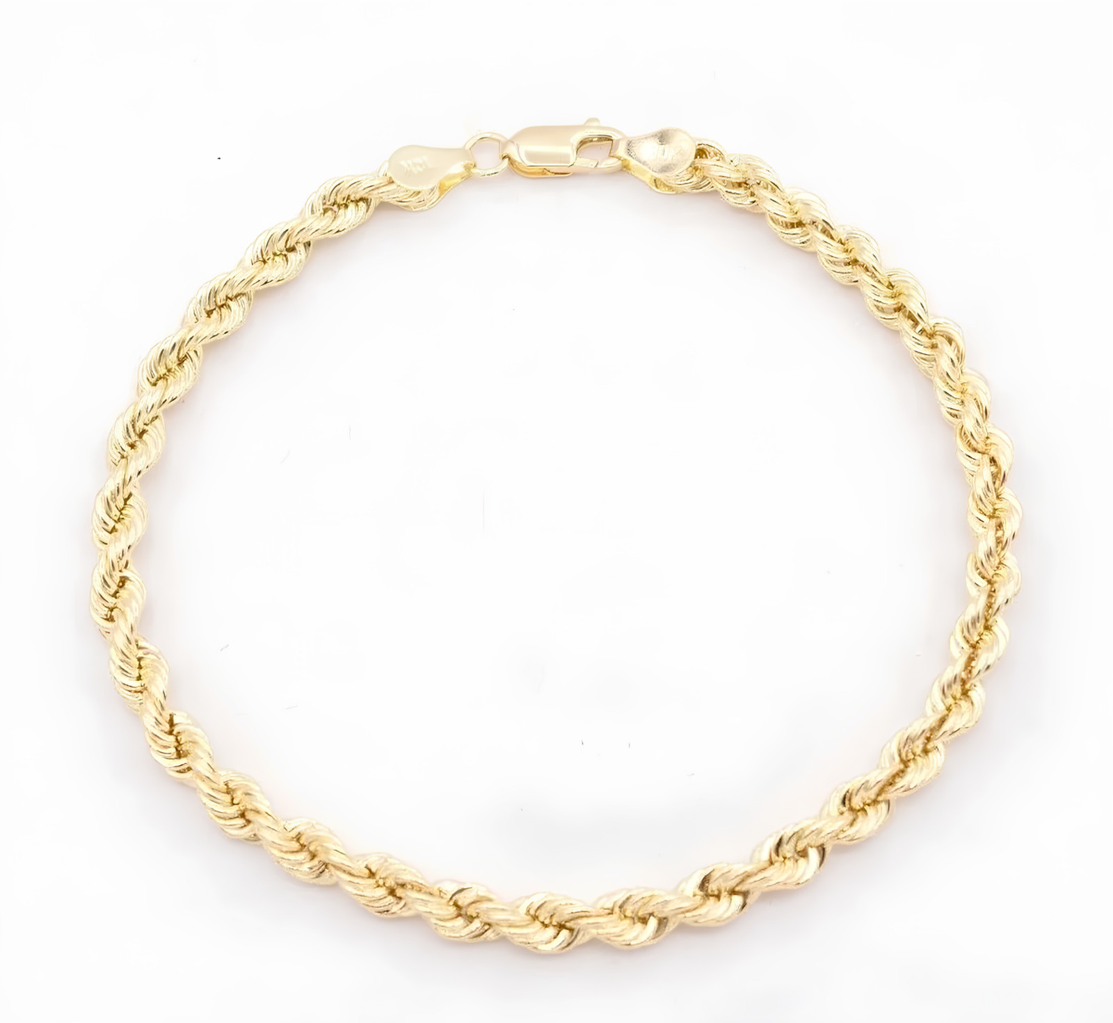 10K Real Yellow Gold Rope Chain Wide 5MM Men’s Bracelet 9″ Inches