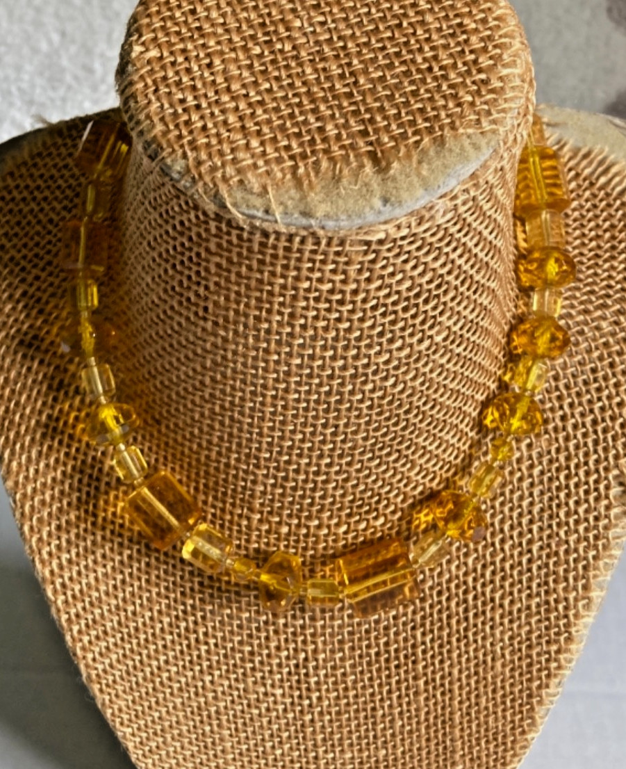 Antique 1930’s ART DECO Czech Glass Faceted Beads CUBES 16″