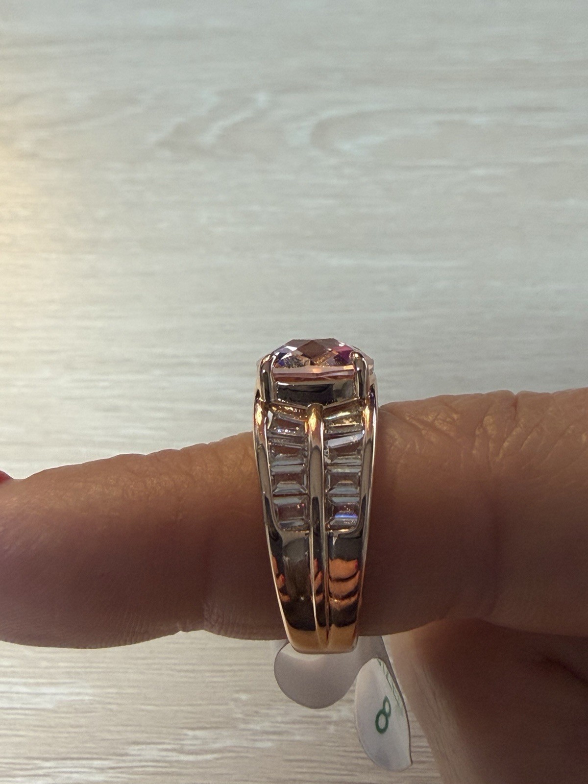 Bomb Party Big Boss Energy RG76996 Lab Peach Morganite Ring Rose Gold Plt Sz 8