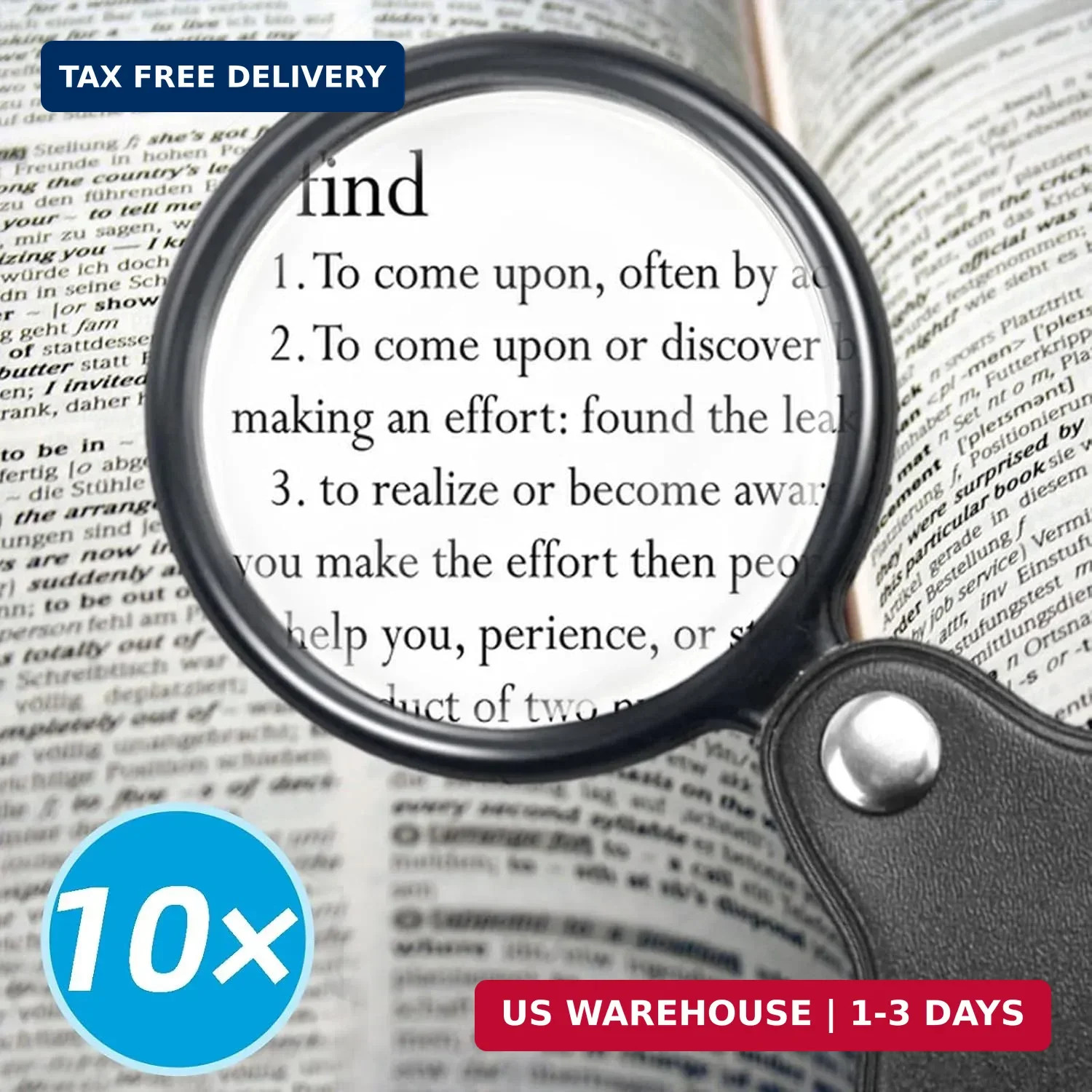 10X Small Magnifying Glass 2 PCS Mini Pocket Magnifier Folding Magnify Glass