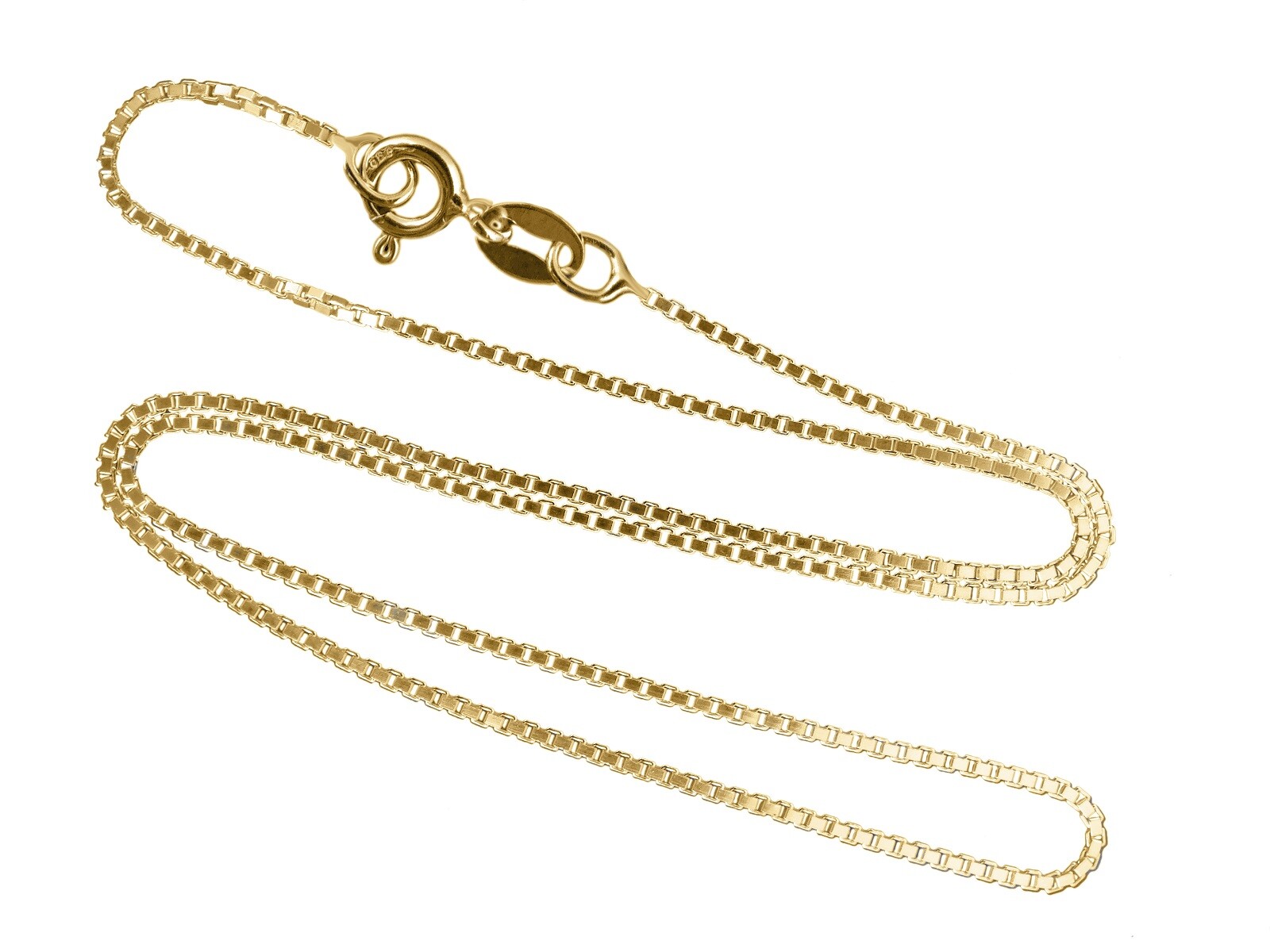 Yellow Gold Plated 925 Sterling Silver 1mm Box Chain Necklace Italian NEW