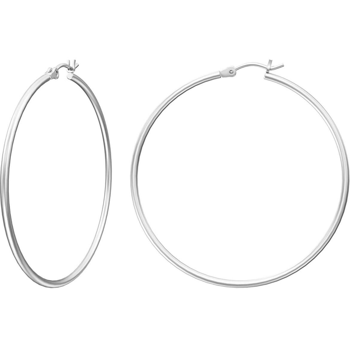 925 Sterling Silver Large Round 50mm Hoop Earrings Classic Hoops Men Women