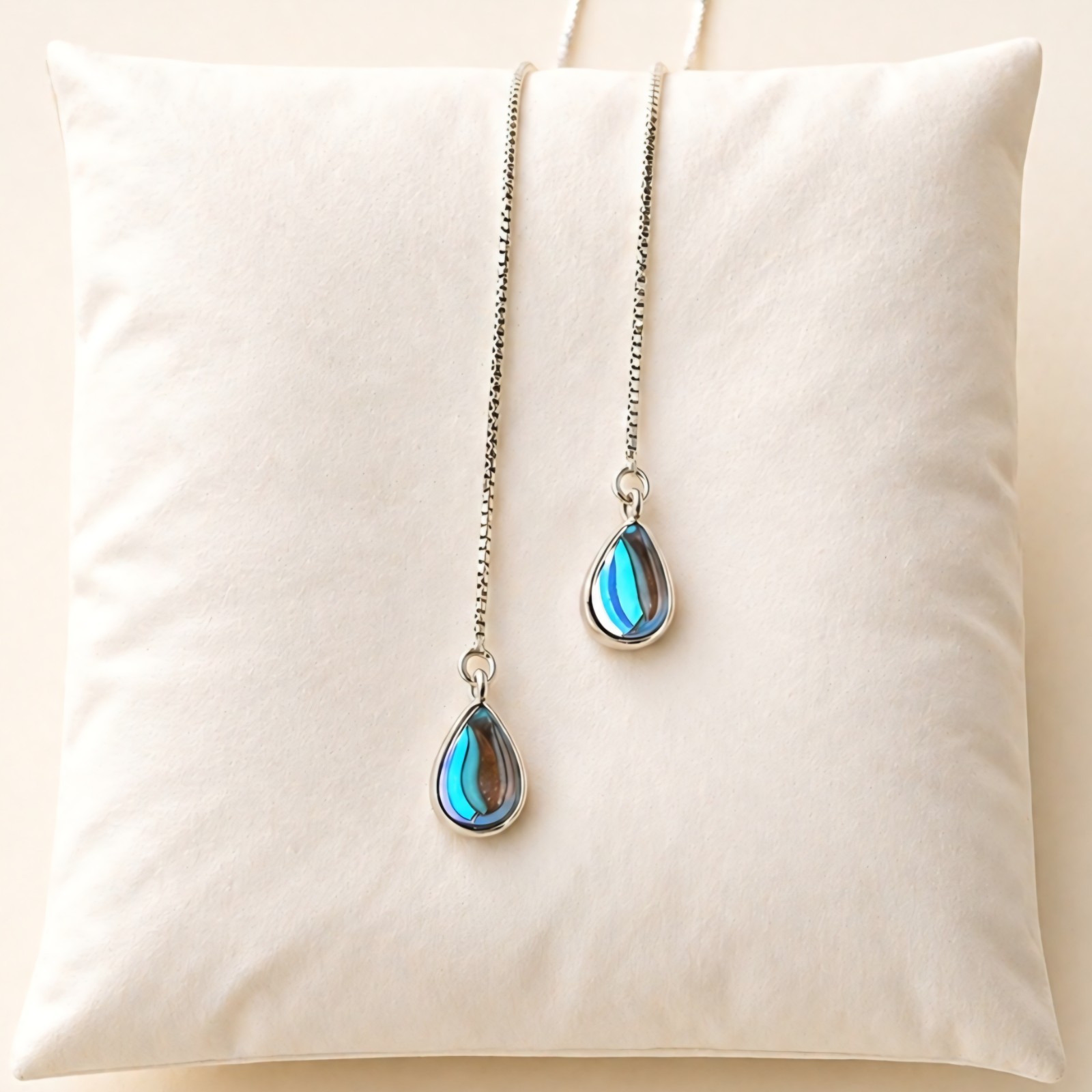 925 Silver Moonstone Threader Earrings June Birthstone Gift for Her Birthday